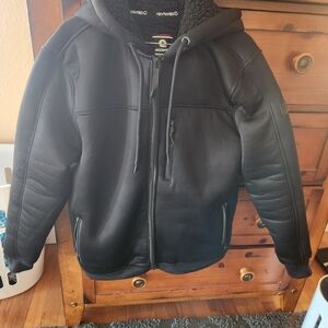 Men's Or WOMENS Black Hooded fleece   Lined Jacket